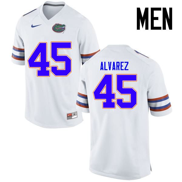 NCAA Florida Gators Carlos Alvarez Men's #45 Nike White Stitched Authentic College Football Jersey VDC4864MV